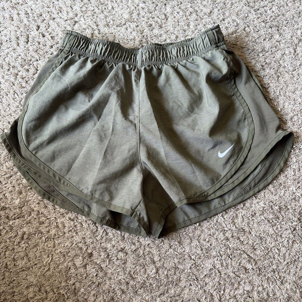 Nike Dri-FIT Womens small Running Shorts Olive Green Heathered Gorpcore Earthy